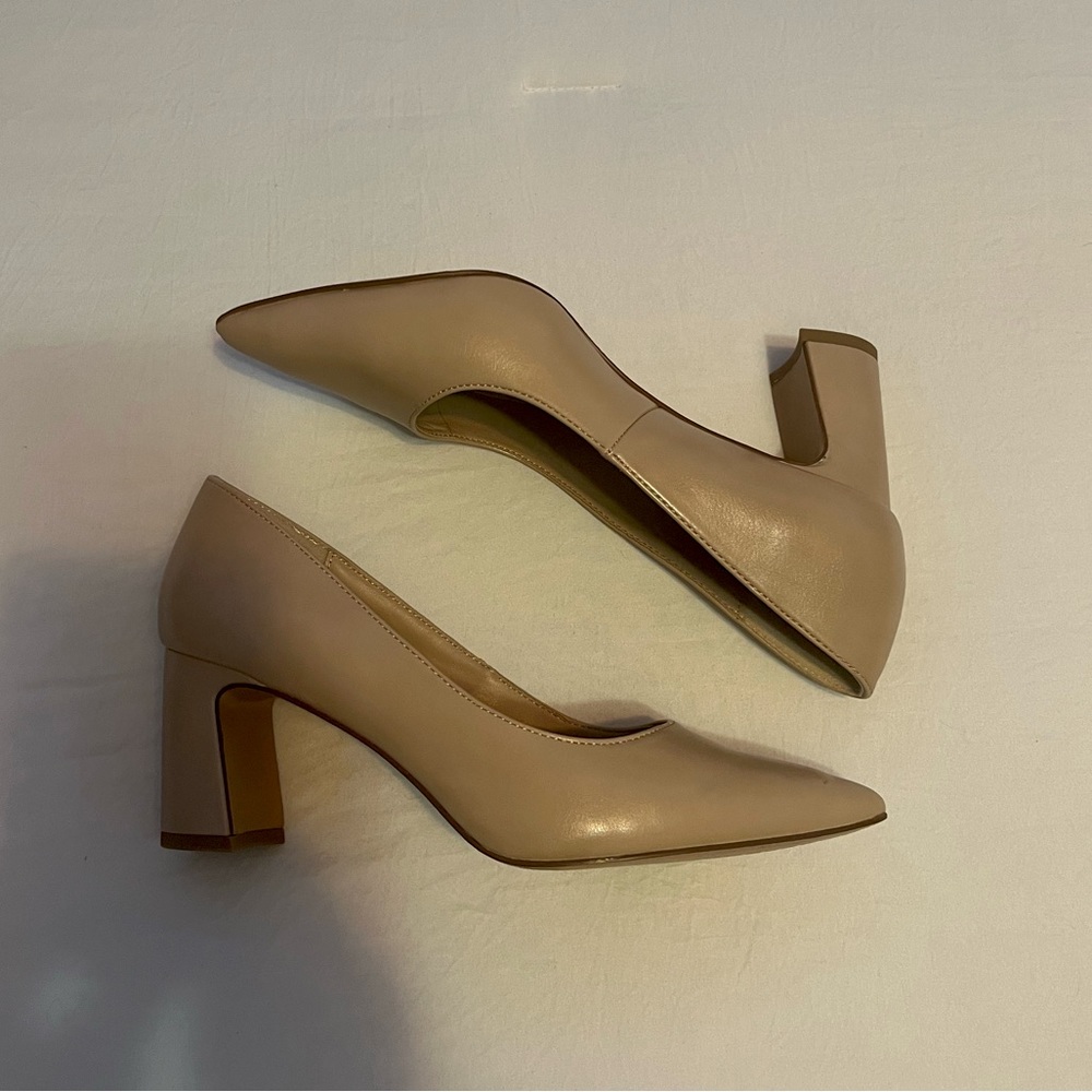 Tan Short Thick Heels